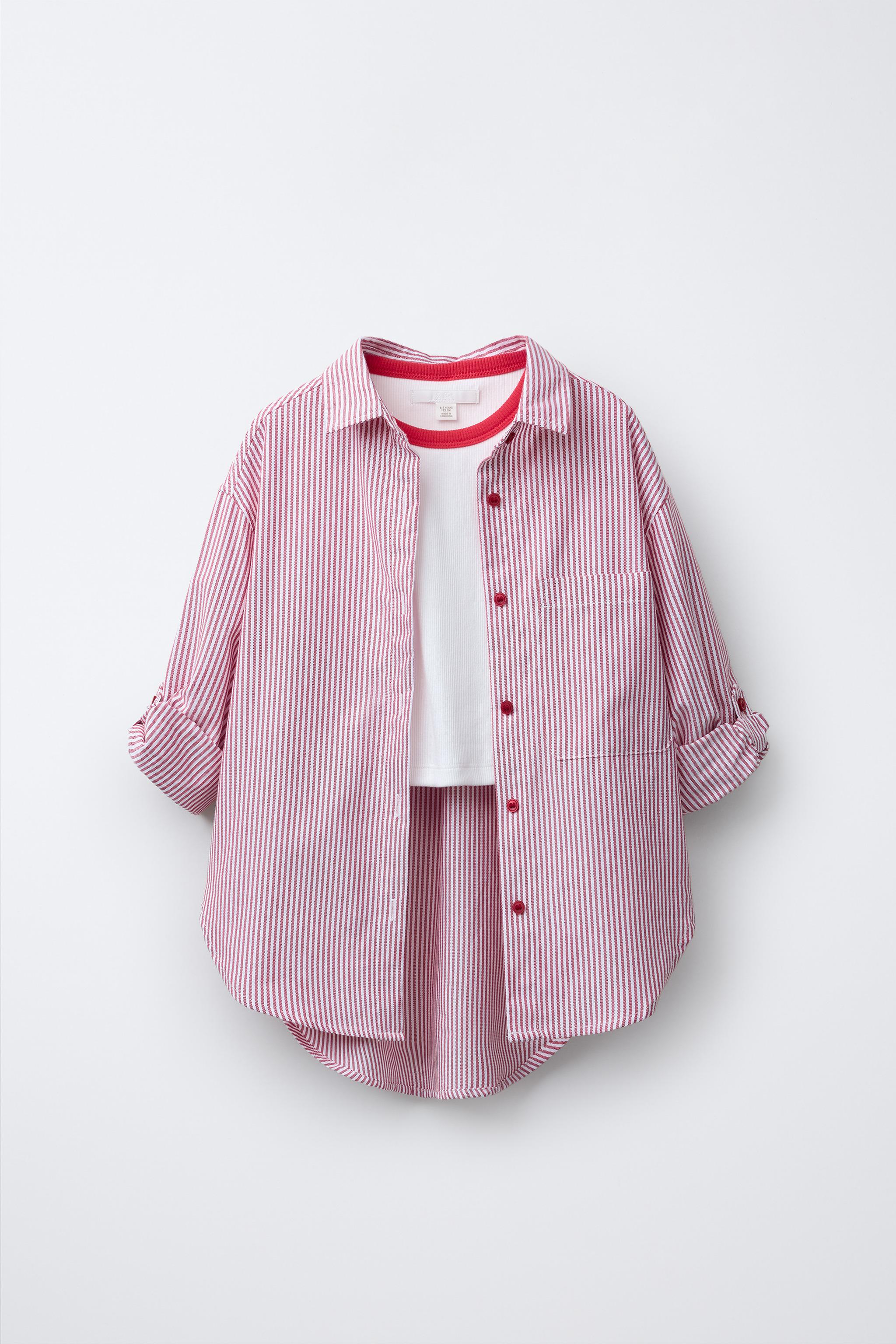 STRIPED SHIRT PACK WITH CONTRAST RIB T-SHIRT